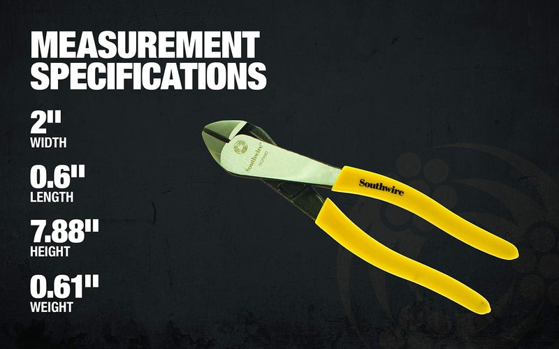 Southwire DCPA8D 8" Angled Head High-Leverage Diagonal Cutting Pliers with Dipped Handles; Yellow - Image 4